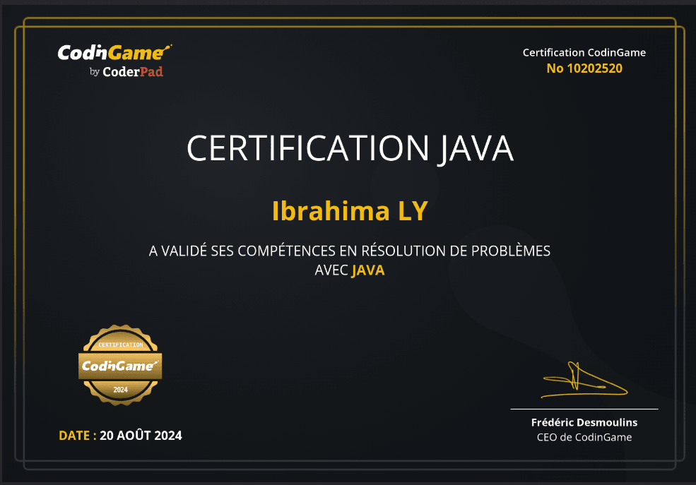 CodinGame Java Certification