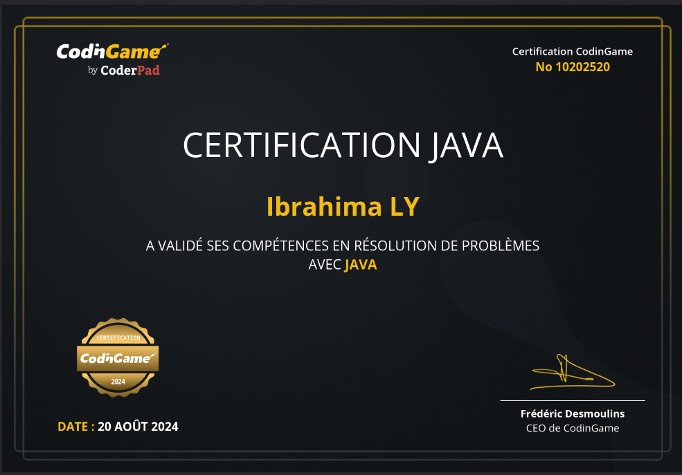CodinGame Java Certification